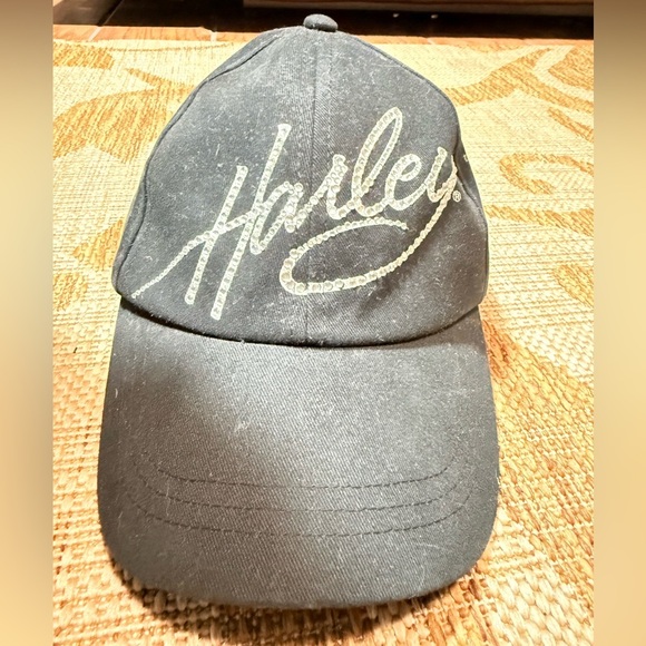 HARLEY Black signature rhinestone ball cap baseball hat. 
New no tag. One size - Picture 1 of 6
